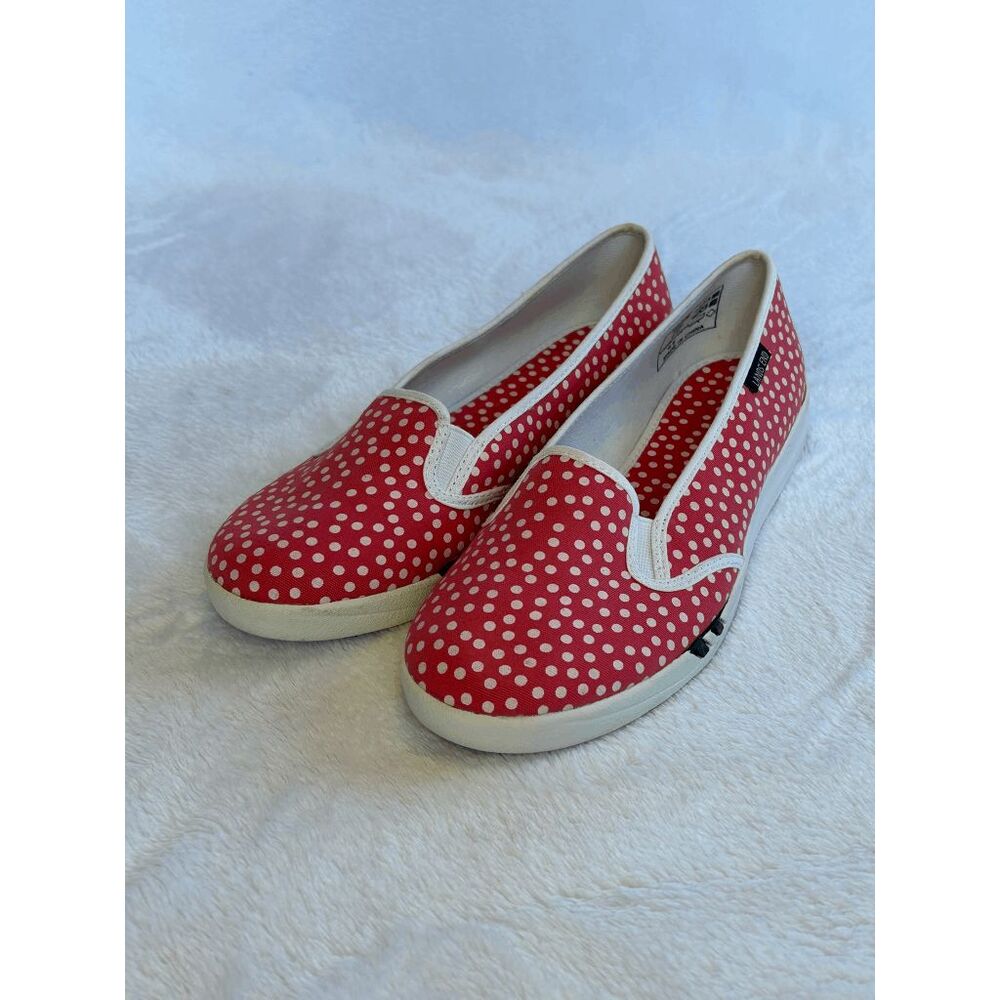 Lands' End Pink & White Polka Dot Slip On Shoes Size 8M, Comfortable